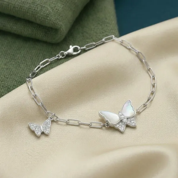 Silver_Sterling_Butterfly_Link_Bracelet_For_Women
