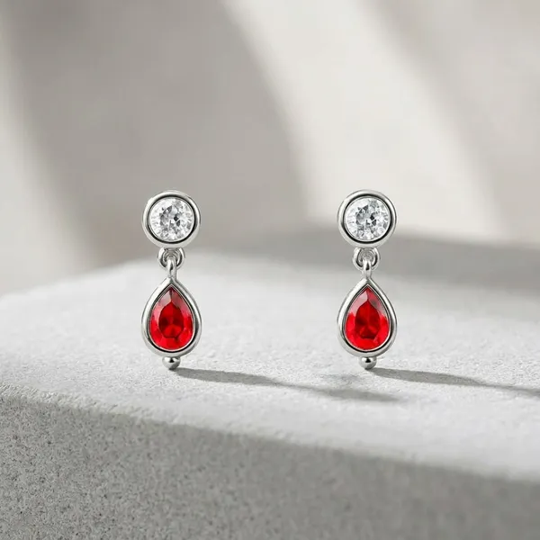Red_Silver_Sterling_Luna_Stud_Earrings_For_Women