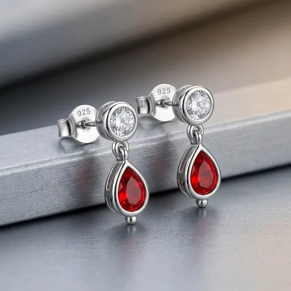 Red_Silver_Sterling_Luna_Stud_Earrings_For_Women