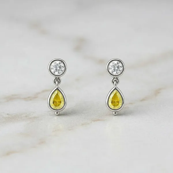 Yellow_Sterling_Silver_Stud_Earrings_For_Women