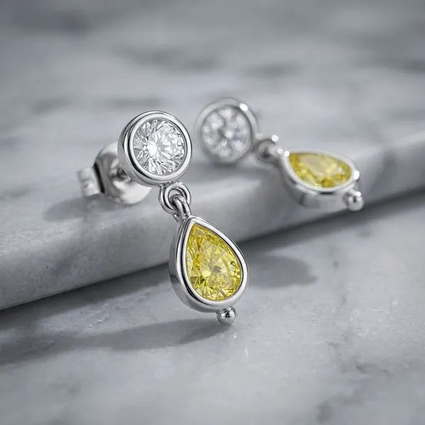 Yellow_Sterling_Silver_Stud_Earrings_For_Women