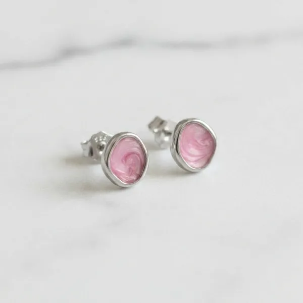 Silver_Pink_Sterling_Swirl_Earrings_For_Women