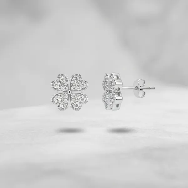 Silver_Sterling_Clover_Stud_Earrings_For_Women