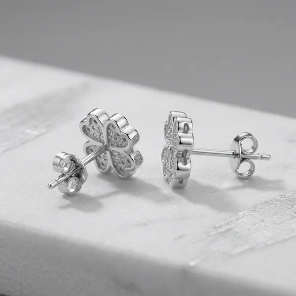 Silver_Sterling_Clover_Stud_Earrings_For_Women