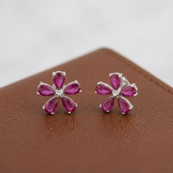 Silver_Pink_Sterling_Vinca_Earrings_For_Women