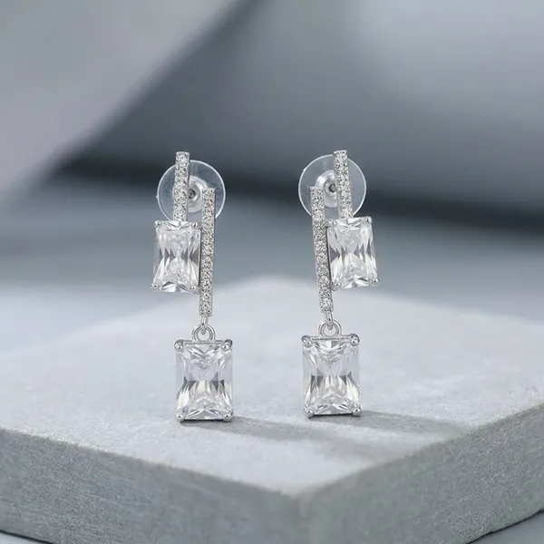 Silver_Baguette_Cut_Dangle_Earrings_For_Women