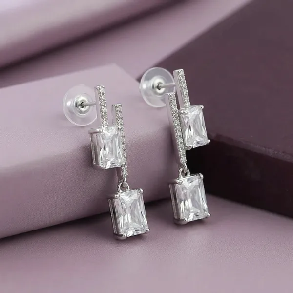 Silver_Baguette_Cut_Dangle_Earrings_For_Women