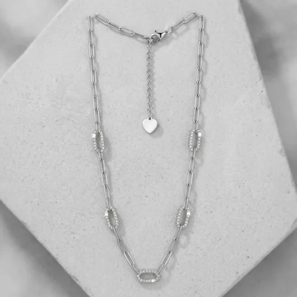 Silver_Sterling_Pave_Link_Chain_Necklace_For_Women