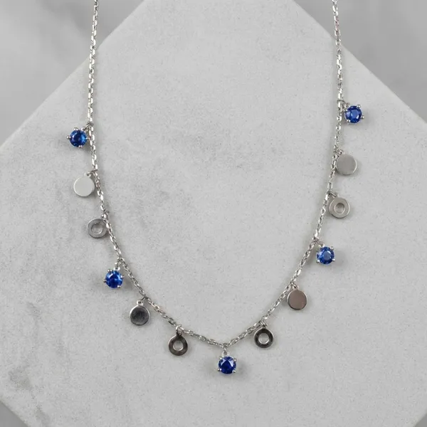 Silver_Sterling_Sapphire_Ripple_Necklace_For_Women