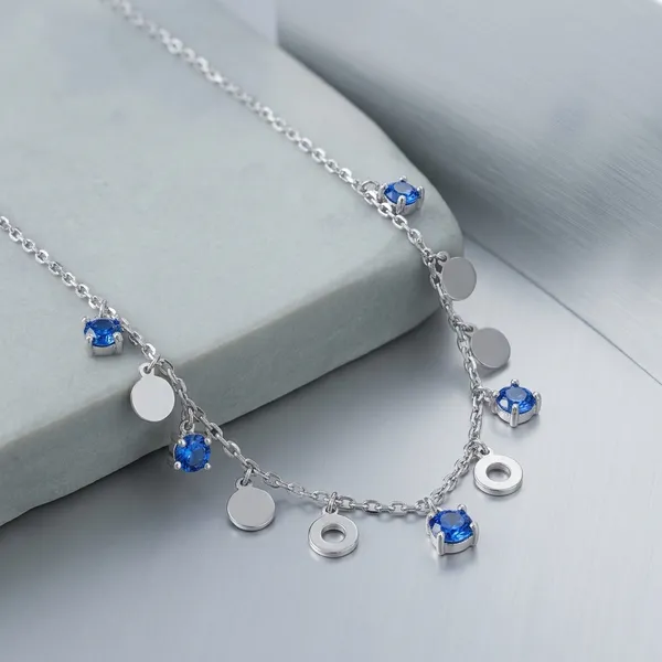 Silver_Sterling_Sapphire_Ripple_Necklace_For_Women