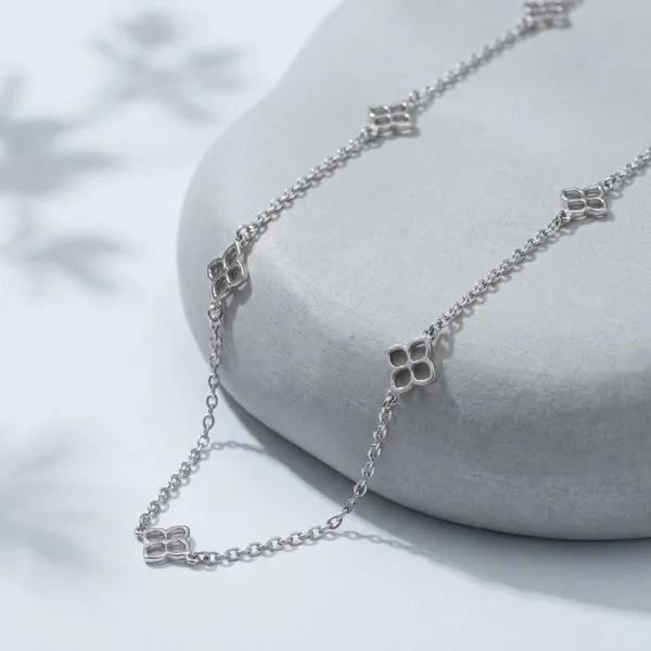Silver_Sterling_Rhodium_Plated_Wildflower_Station_Chain_For_Women