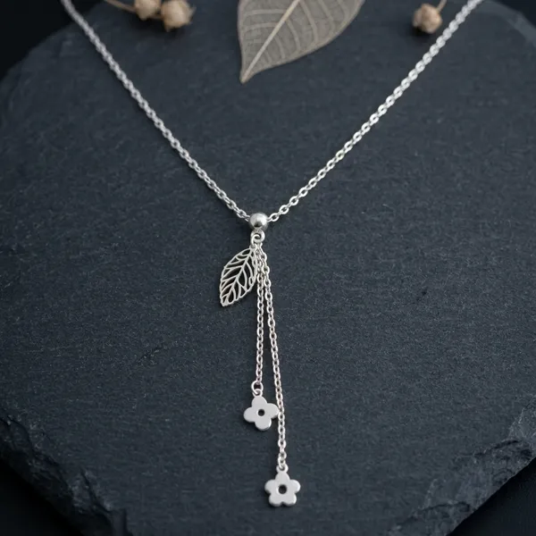 Silver_Sterling_Leaf_Petal_Lariat_Chain_For_Women