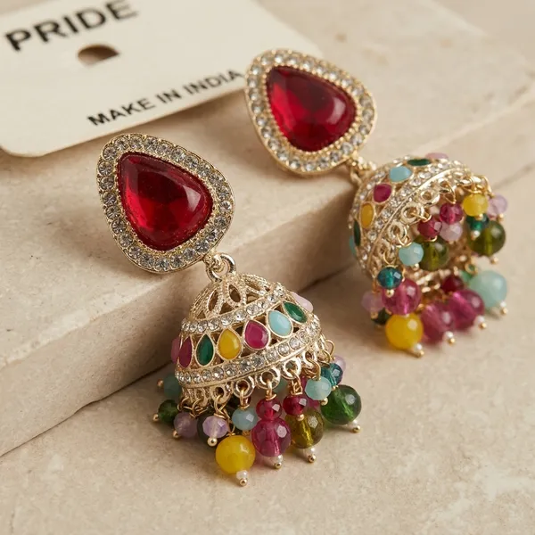 Gold_Stainless_Steel_Multicolor_Stone_Drop_Earrings_For_Women