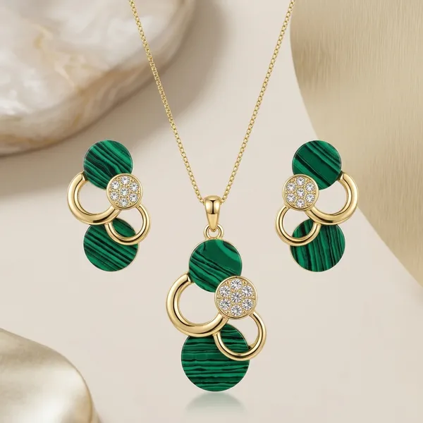 Green_Gold_Malachite_Pattern_Pendant_Jewellery_Set_For_Women