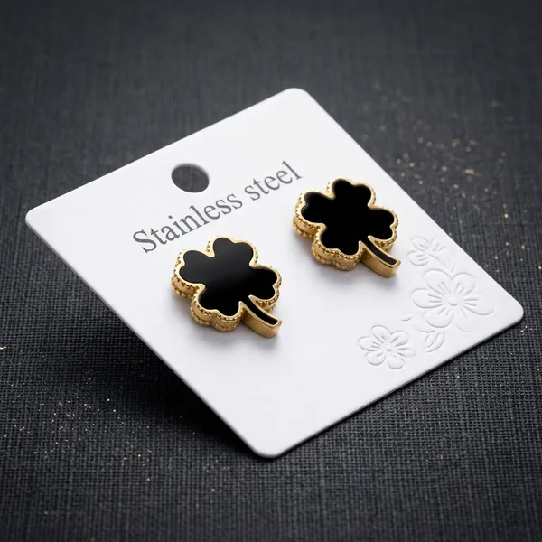Black_Gold_Stainless_Steel_Four_Leaf_Clover_Stud_Earrings_For_Women