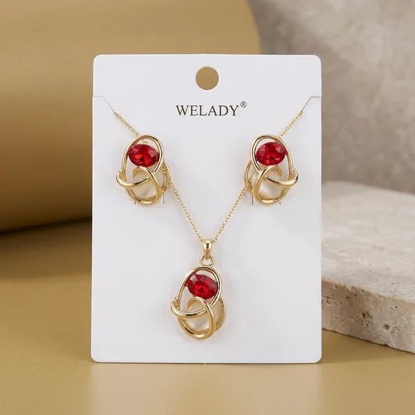 Gold_Red_Crystal_Heart_Pendant_Necklace_And_Earrings_Set_For_Women