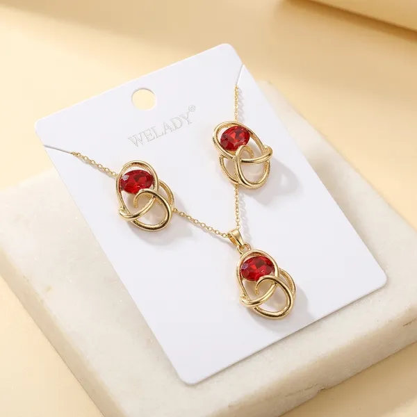 Gold_Red_Crystal_Heart_Pendant_Necklace_And_Earrings_Set_For_Women