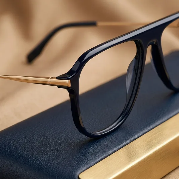 Black_Oversized_Aviator_Clear_Lens_Eyeglasses_With_Gold_Temples