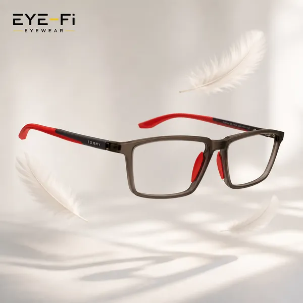 EYE-FI_MATE_GRAY_Square_Frame_With_RED_TEMPLES_AIR_LIGHT_FRAME