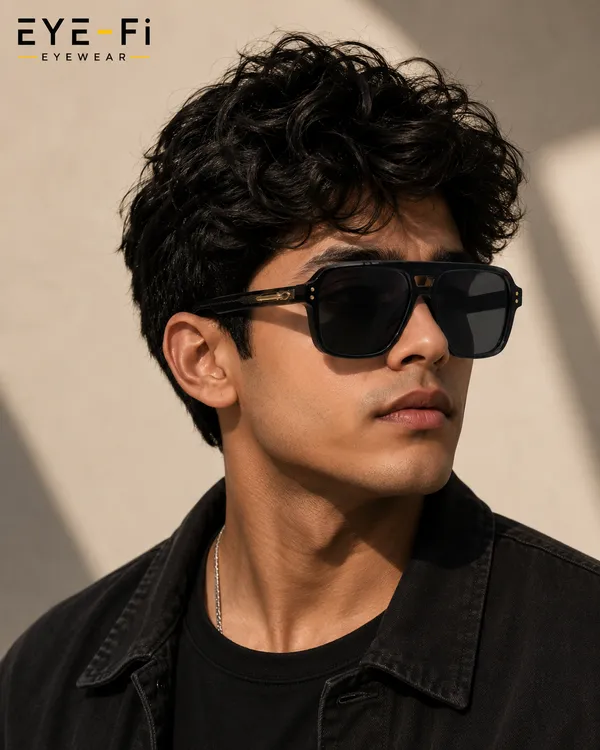 Full_black_Shell_Aviator_Sunglasses_With_Dark_Lenses