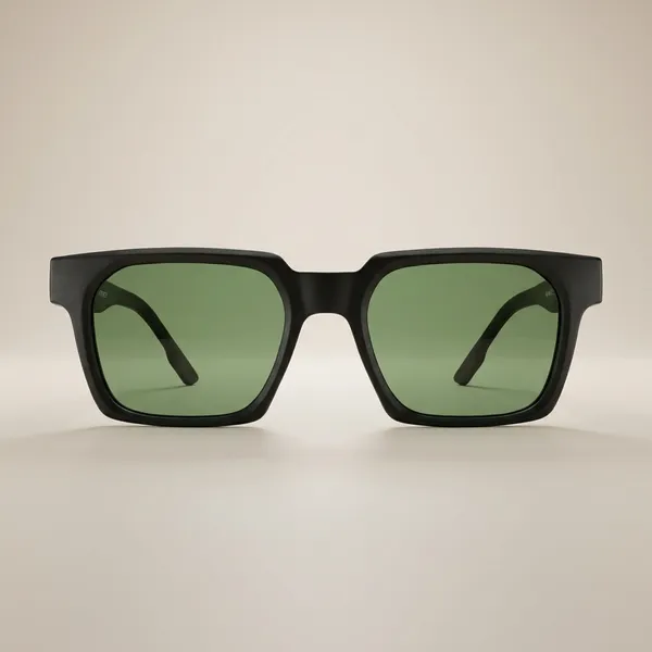 Black_Matte_Finish_Square_Frame_Sunglasses_With_Green_Lenses