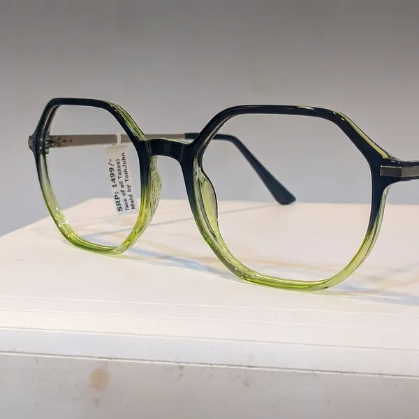Black_And_Green_Gradient_Hexagonal_Frame_Eyeglasses