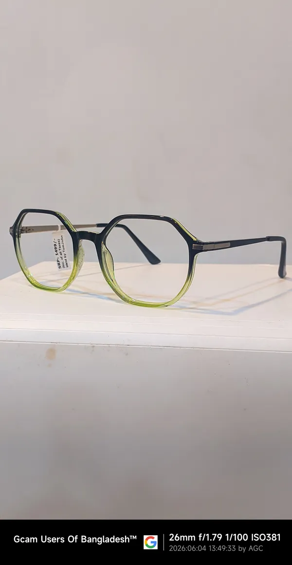 Black_And_Green_Gradient_Hexagonal_Frame_Eyeglasses