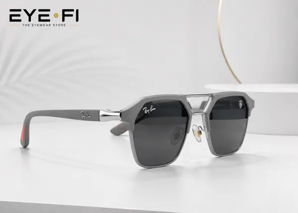 Eye-fi_eyewear_Gray_fiber_Metal_Clubmaster_Sunglasses_With_Blue_Tinted_Lenses