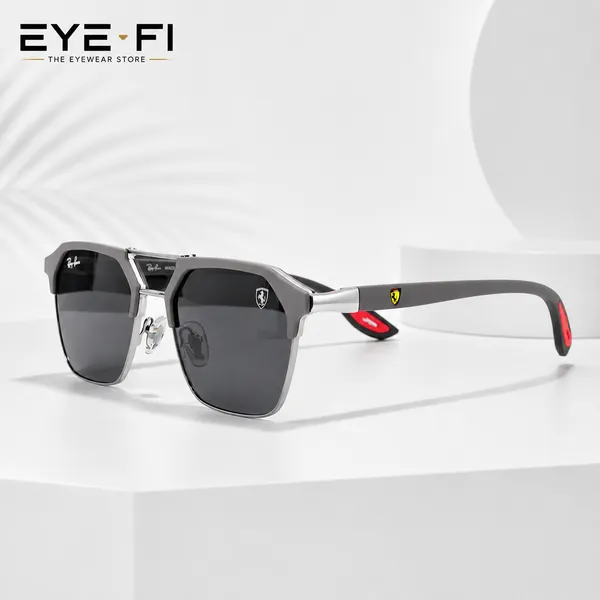 Eye-fi_eyewear_Gray_fiber_Metal_Clubmaster_Sunglasses_With_Blue_Tinted_Lenses