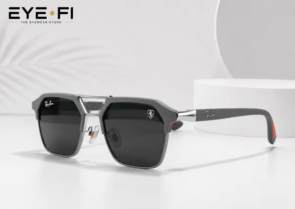 Eye-fi_eyewear_Gray_fiber_Metal_Clubmaster_Sunglasses_With_Blue_Tinted_Lenses