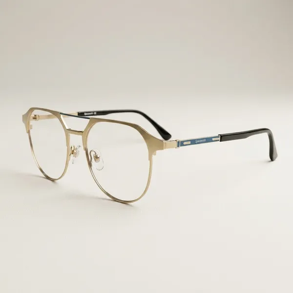Gold_And_Black_Metal_Clubmaster_Eyeglasses_With_Clear_Lenses