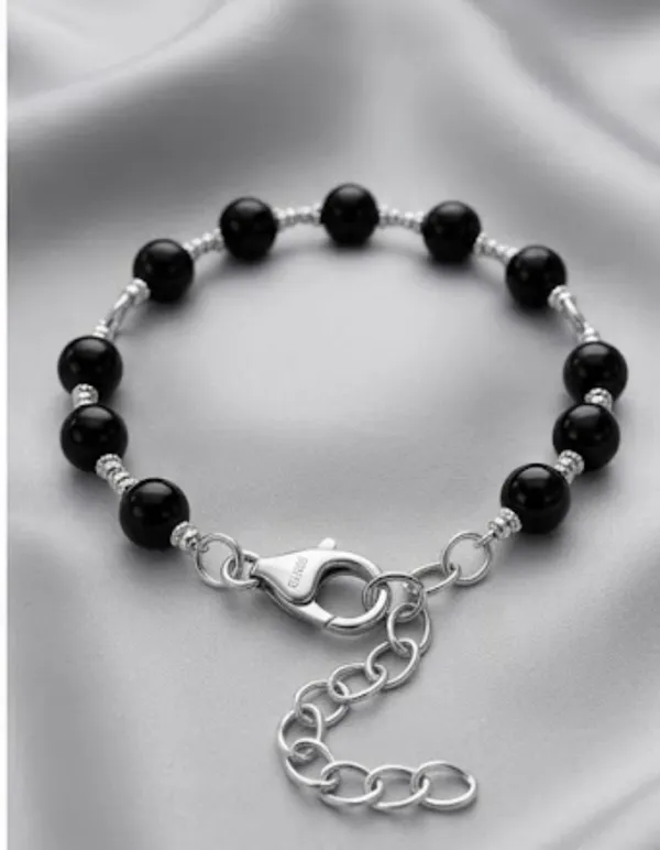 Silver_Handmade_Black_Beaded_Sterling_Adjustable_Bracelet