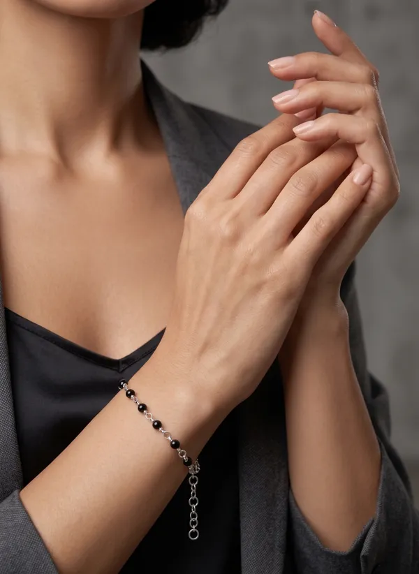 Silver_Handmade_Black_Beaded_Sterling_Adjustable_Bracelet
