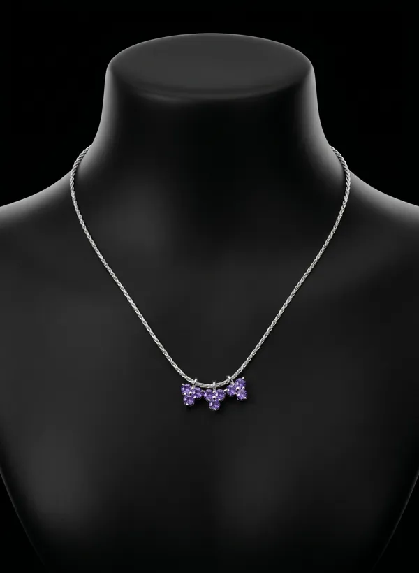 Silver_Purple_Crystal_Floral_chain_pendant_for_Women