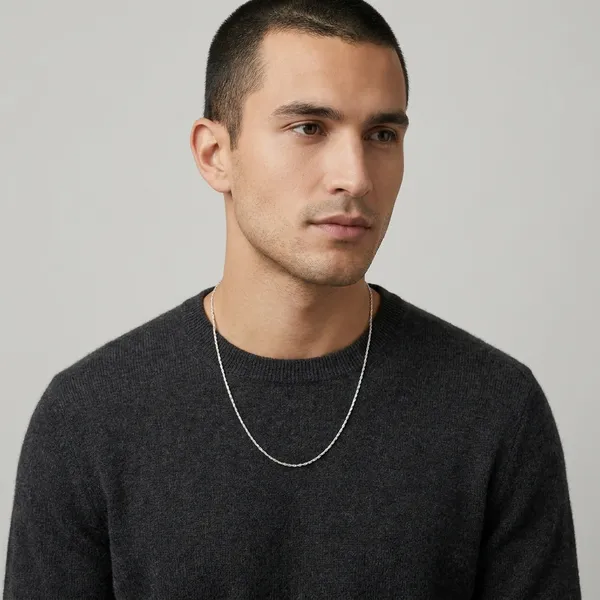Silver_double_contrast_stitched_chain_for_unisex