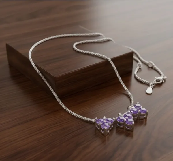 Silver_Purple_Crystal_Floral_chain_pendant_for_Women