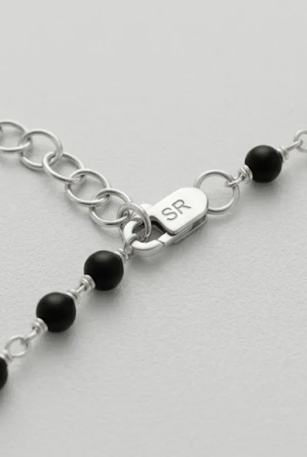 Handmade_Silver_Black_Beaded_Evil_Eye_Charm_Bracelet