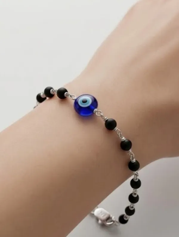 Handmade_Silver_Black_Beaded_Evil_Eye_Charm_Bracelet