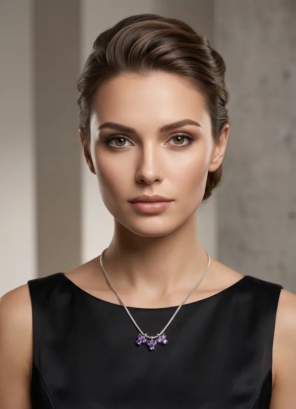 Silver_Purple_Crystal_Floral_chain_pendant_for_Women