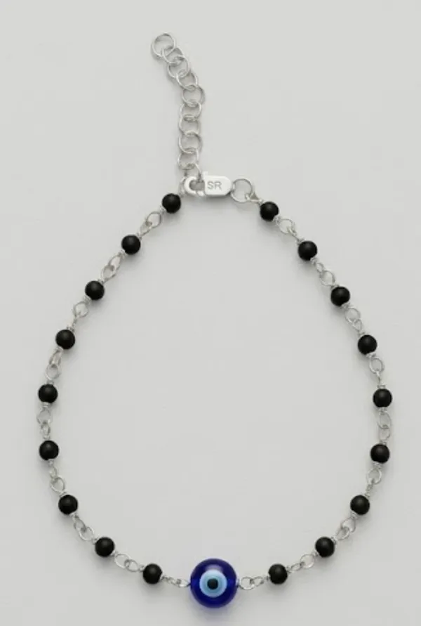 Handmade_Silver_Black_Beaded_Evil_Eye_Charm_Bracelet