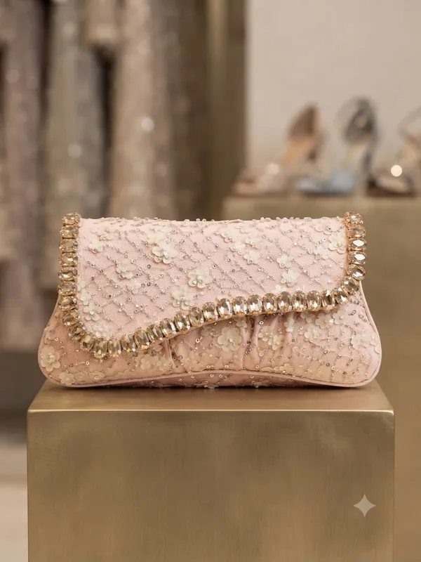 Peach_Floral_Embellished_Clutch
