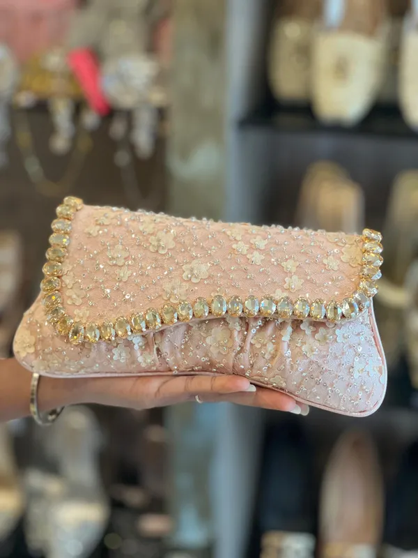 Peach_Floral_Embellished_Clutch