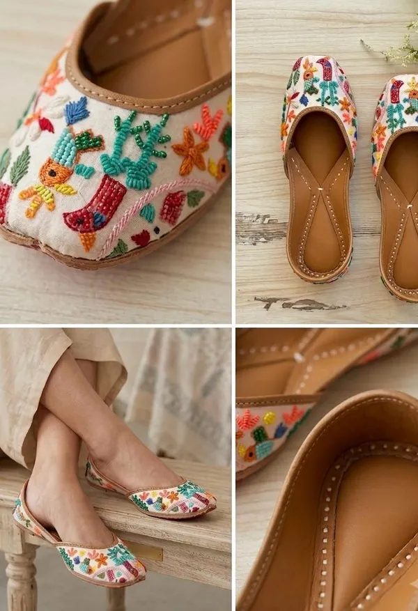 Multicolour_Bird_Leather_Punjabi_Jutti