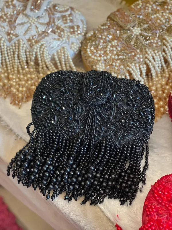 Black_Suede_Beaded_Fringe_Evening_Clutch_For_Women