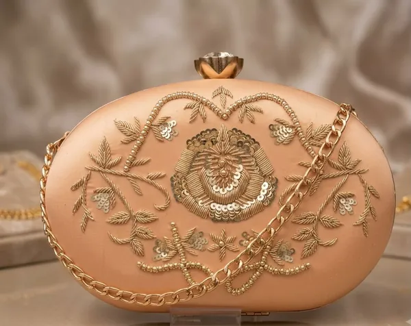 Peach_Zardosi_work_Oval_Box_Clutch