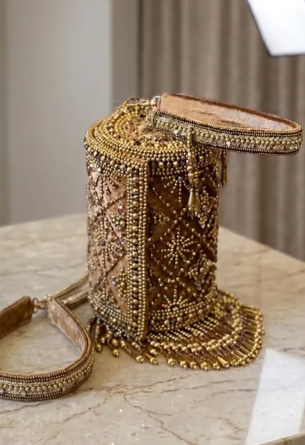 Antique_Gold_Suede_Clutch_For_Women