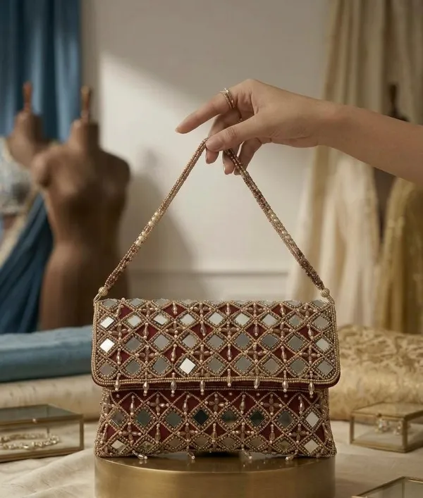 Handcrafted__Bead_and_Mirror_Evening_Clutch