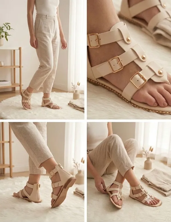 Cream_Women's_Flat_Gladiator_Footwear