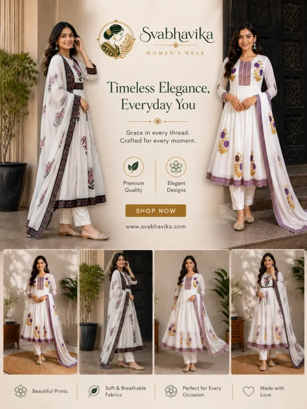 White_And_Purple_Cotton_Embroidered_Anarkali_Kurta_Set_For_Women_Pack_Of_2