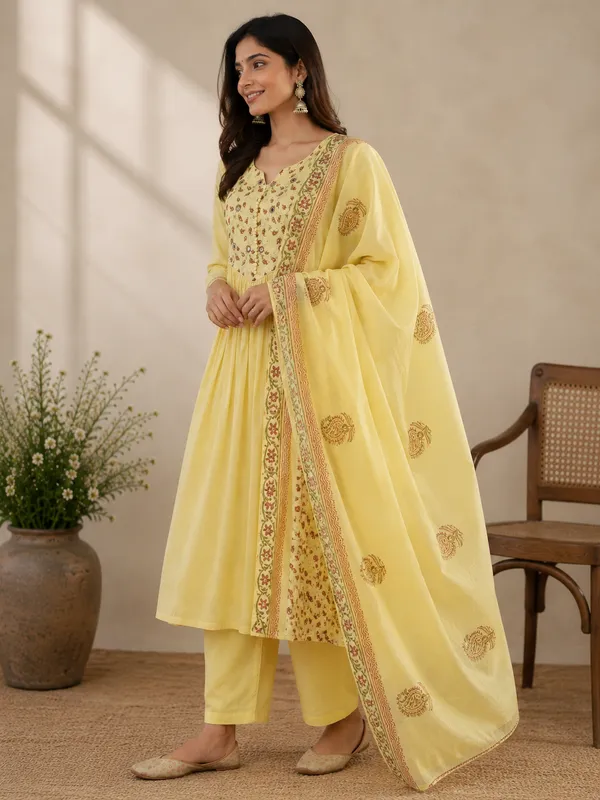 Yellow_And_Sky_Blue_Georgette_Floral_Embroidered_Anarkali_Kurta_Set_For_Women_Pack_Of_2